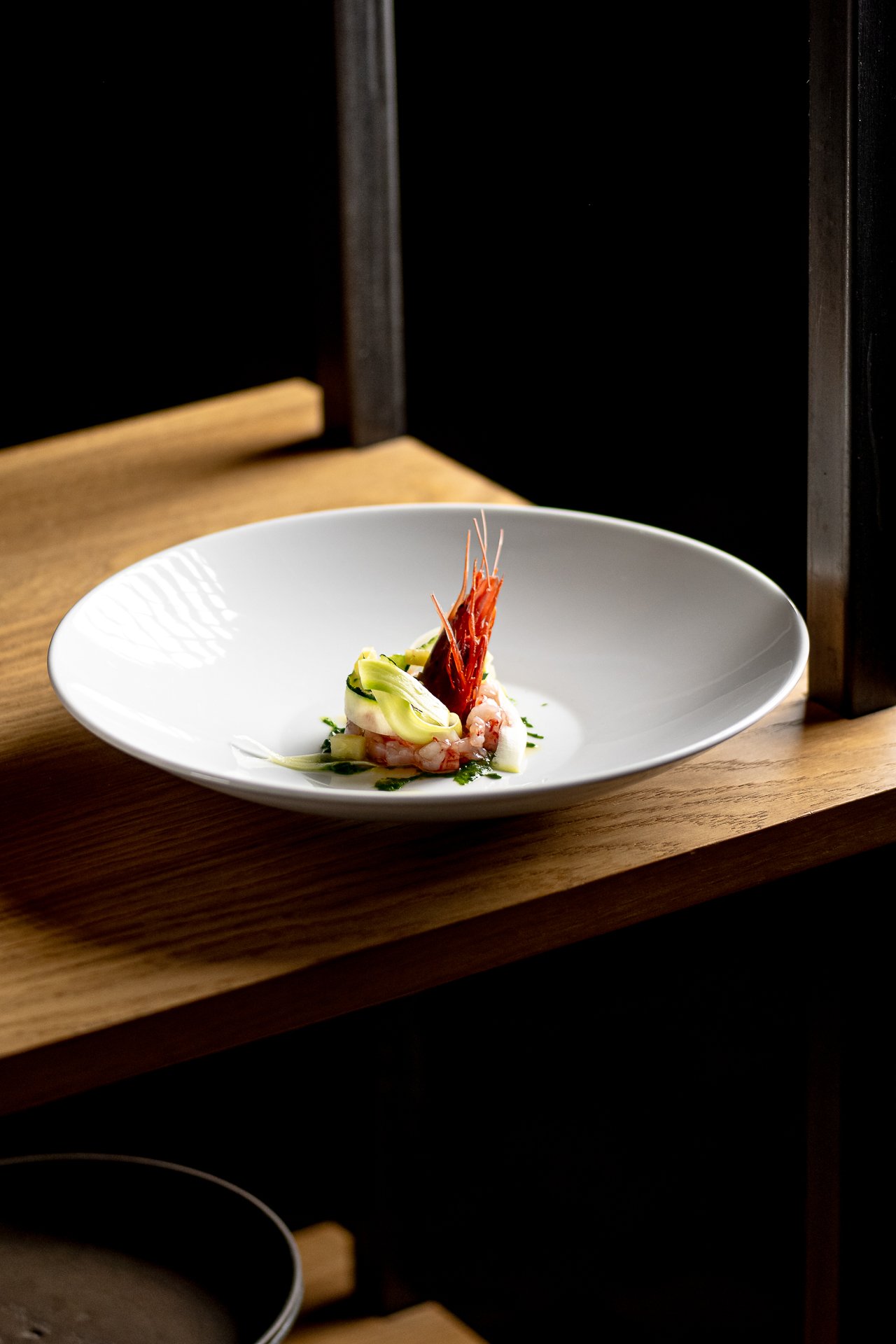 Gambero rosso impiattato, fotografia food di Andrea Ventura